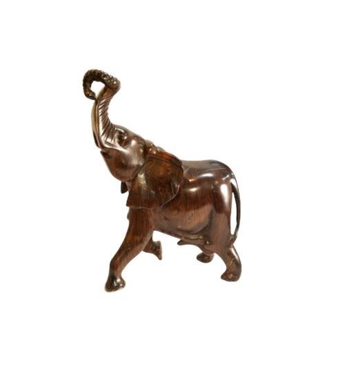 Majestic Solid Carved Wood Elephant Sculpture