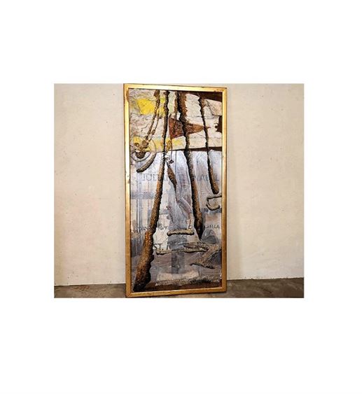 Tall Framed 3-D Mixed Media Art