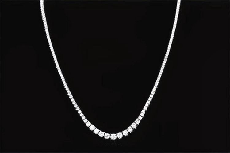 Eternity Diamond Necklace, 14K White Gold 7.6 CTW