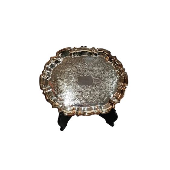 Vintage Silver Plate Footed Serving Platter