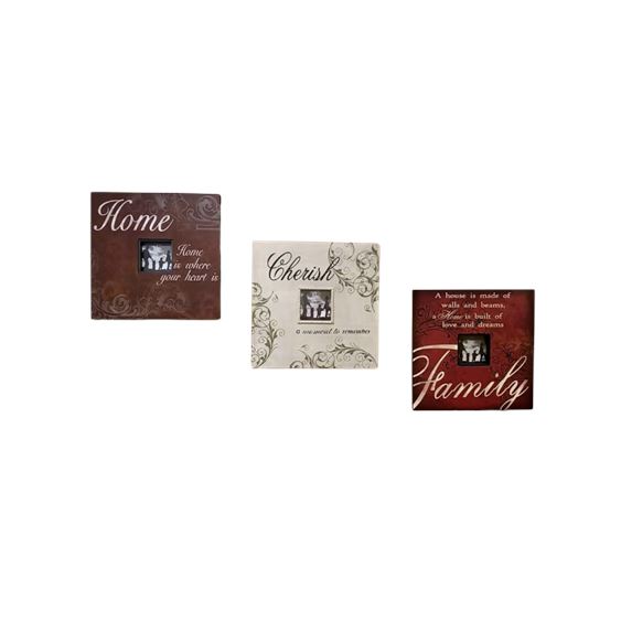 Family Typography Picture Wall Frame Gallery, Set of 3 (19" Sq. ea.)