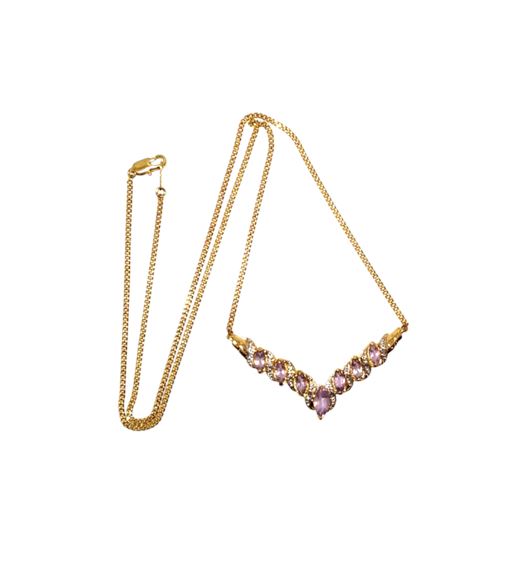 7.19 Carat Pink Amethyst & Diamond Necklace