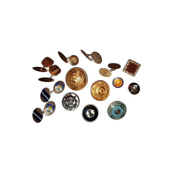 Lot of Vintage Buttons, Cuff Links and Pins (15-pcs)