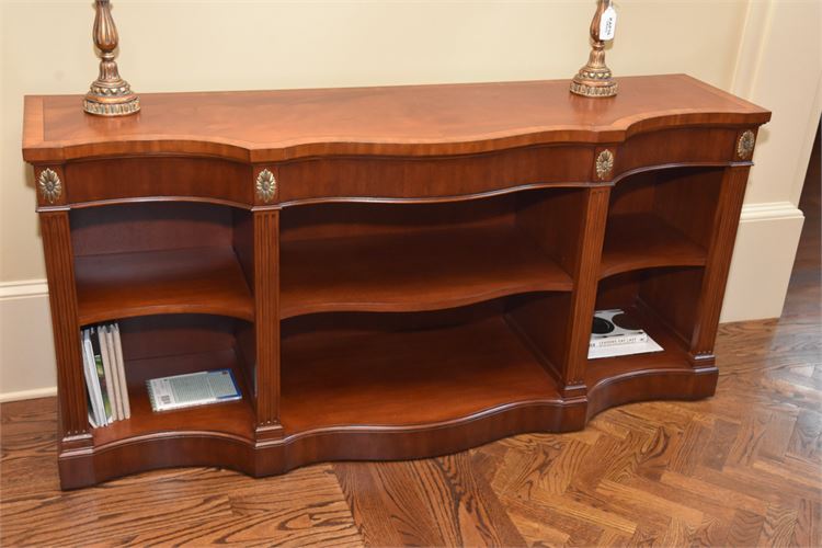 Wooden Credenza With Decorative Metal Accents