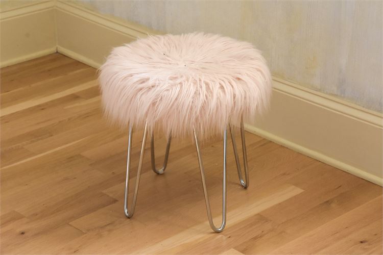 Faux Fur and Metal Stool