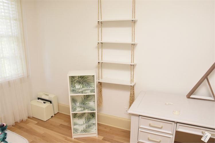 Hanging Rope Shelf and Three Tier White Shelf