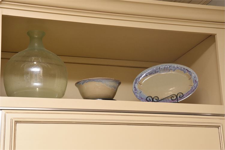 Stoneware Plate Bowl and Glass Jug