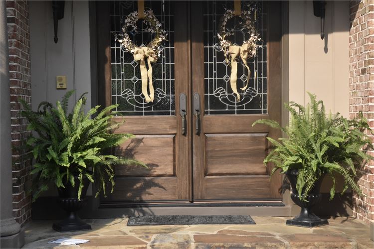 Pair Of Metal Garden Urns