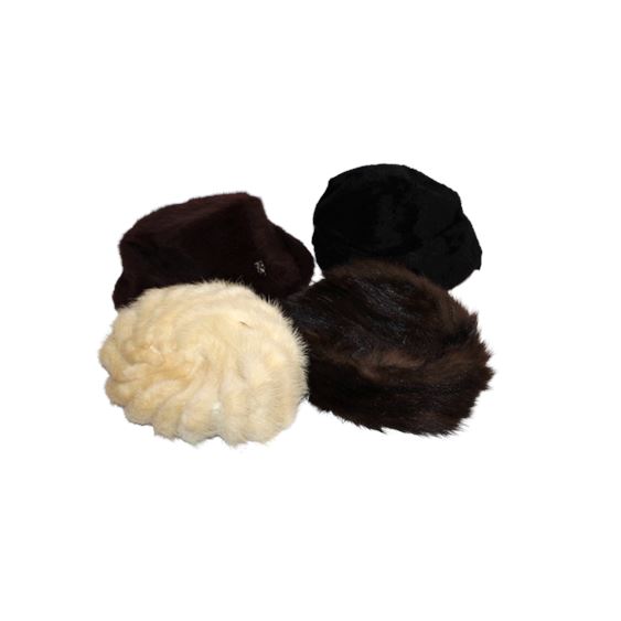 Lot of Four (4) Vintage Ladies Fur, Cloche and Bucket Style Hats