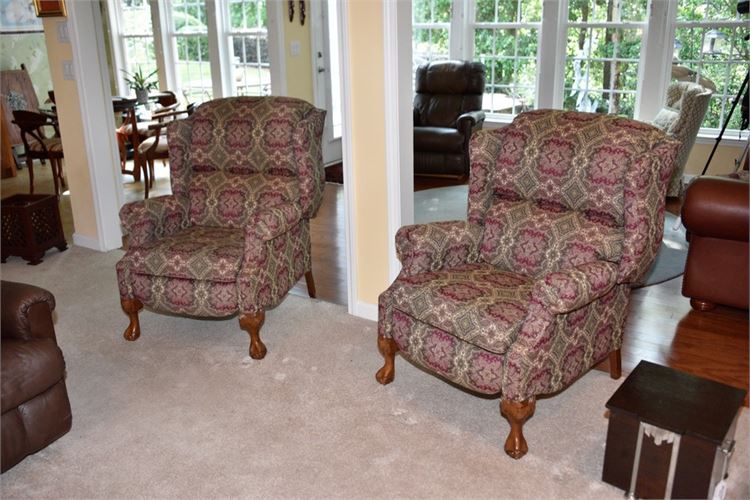 Pair Of Wingback Recliner Armchairs