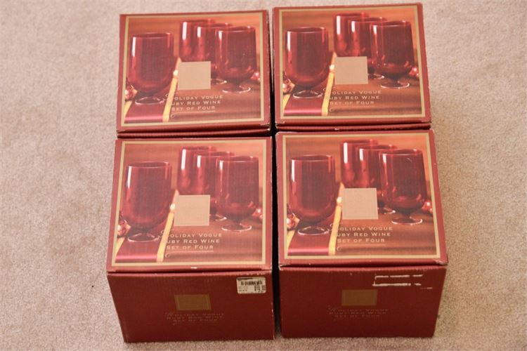 Four (4)  LENOX  Holiday Vogue Ruby Red Wine Sets