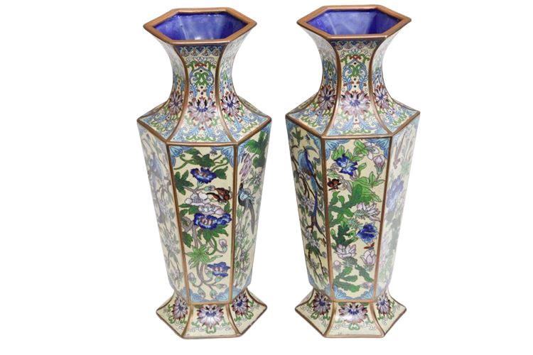 Pair Of Fine Cloisonné Chinese Vases