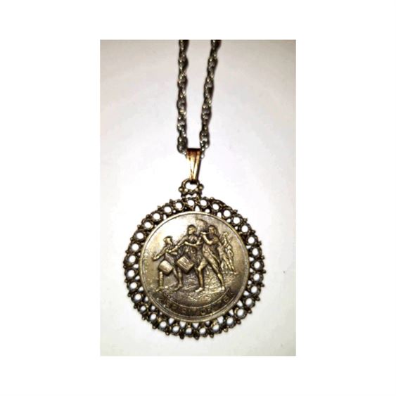 Bicentennial Patriotic Pewter Medallion Necklace