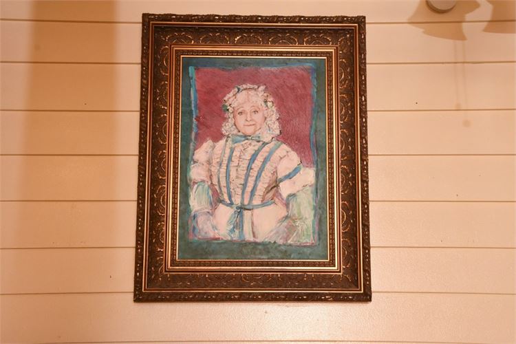 Framed Oil On Canvas Portrait  Signed