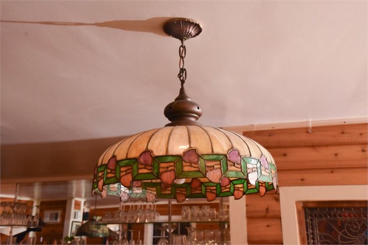 Vintage Leaded Glass Pendant Light