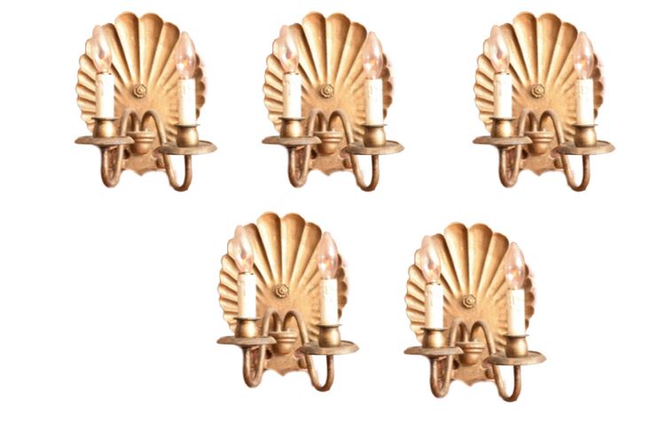 Five (5) Stylized Shell Back Wall Sconces