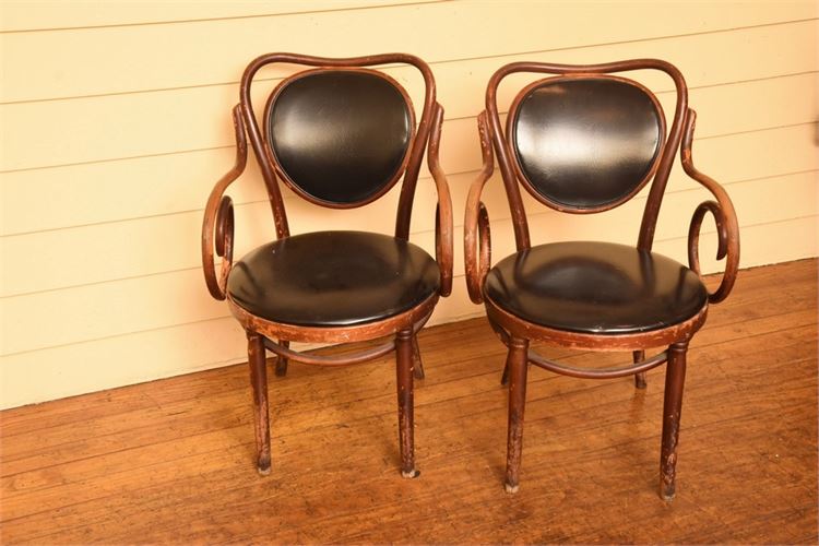 Two (2) Bentwood Upholstered Armchairs