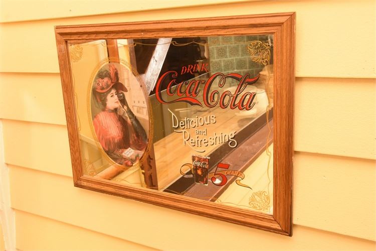 Two (2) Mirrors One With Coke a Cola Motif