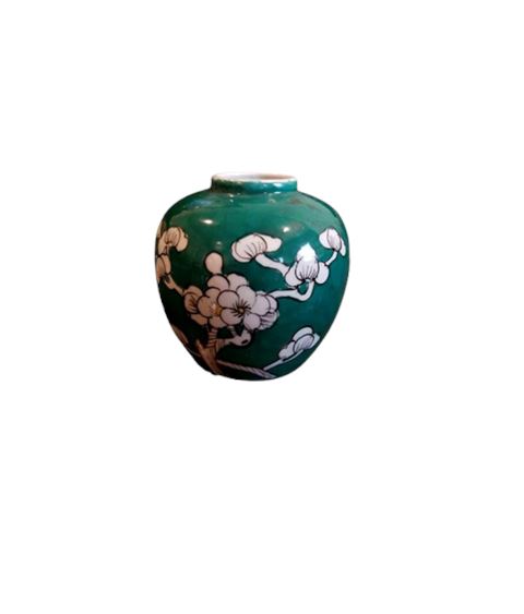 Vintage Japanese Green Glazed Ginger Jar Urn