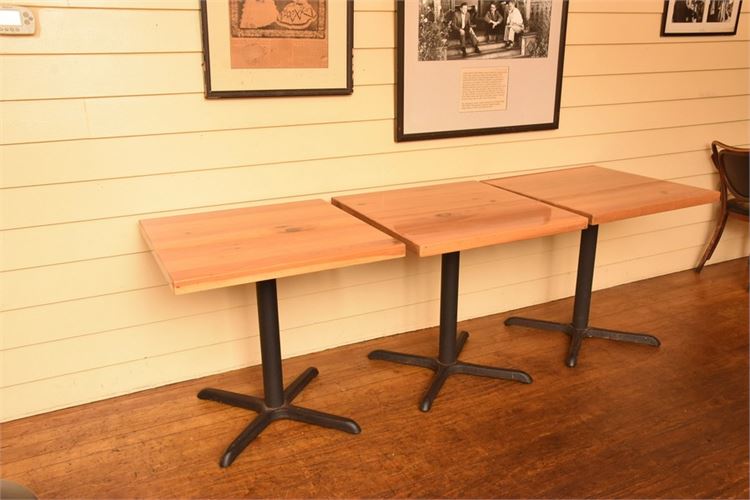 Three (3) Wood Top Restaurant Style Tables