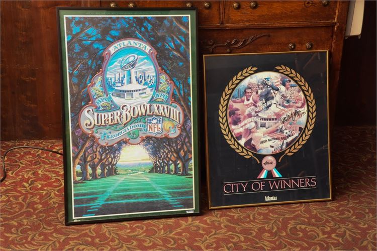 Super Bowl XXVIII Poster and Atlanta Sports Poster Framed