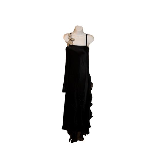 Cassandra Stone 2-Pc. Black Embellished Gown with Ruffled Train (Sz 6-7)