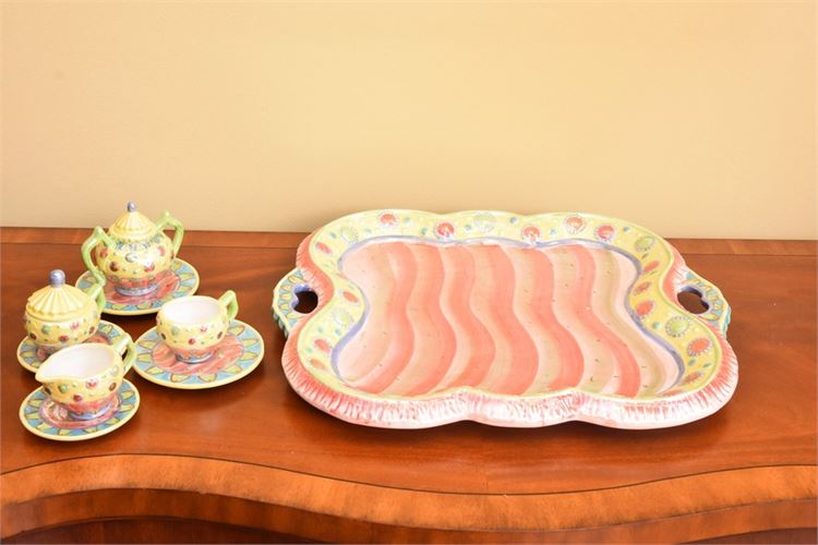 Paint Decorated Tea Service Items