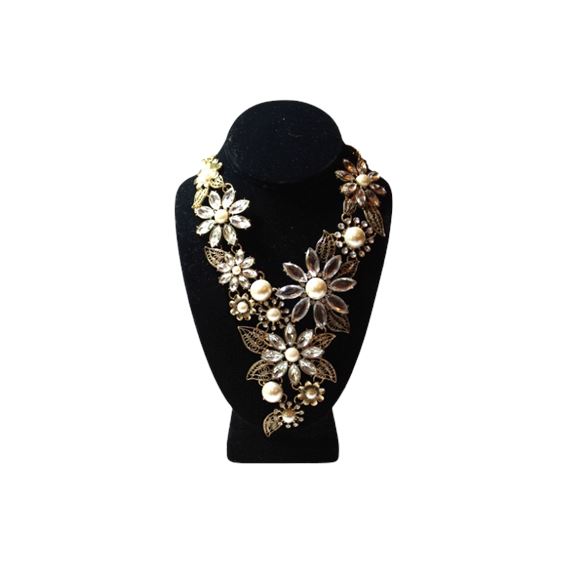 Natasha Vintage Rhinestone Embellished Floral Collar Necklace