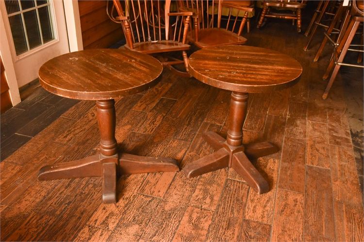 Pair Of Round Top Wooden Tables