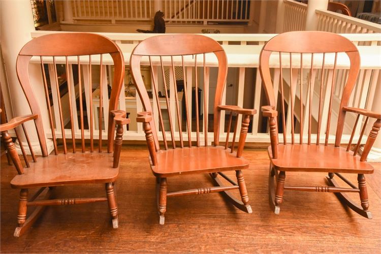 Three (3) Spindle Back rocking Chairs