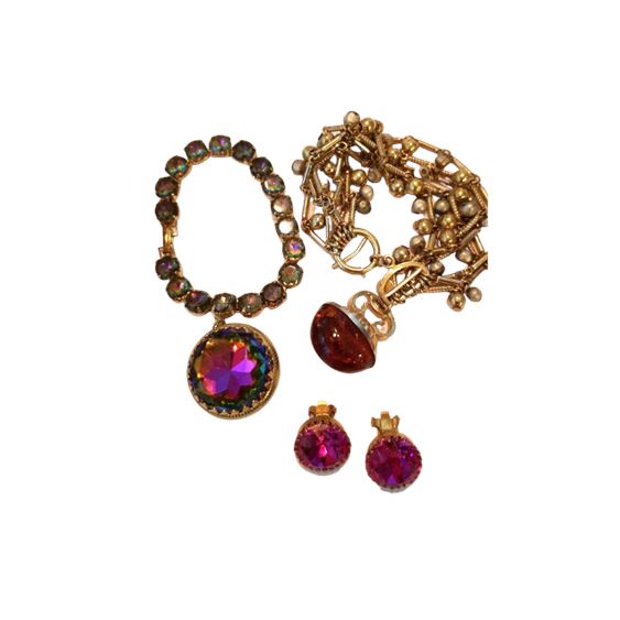 Vintage Multi Gemstone Bracelets and Earrings, 4-Pc.