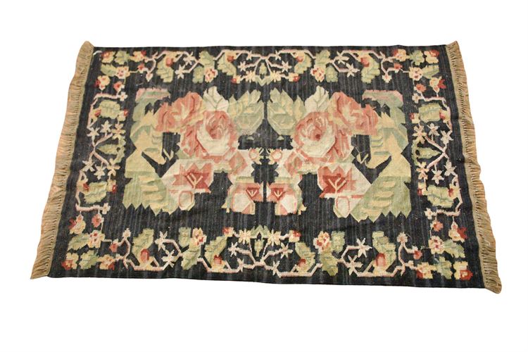 Small Handwoven Floral Pattern Rug