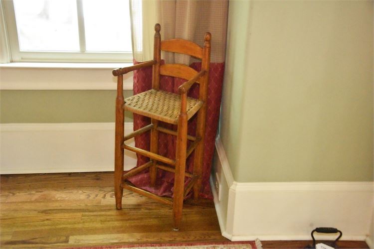 Wooden Ladder Back Stool With Woven Seat