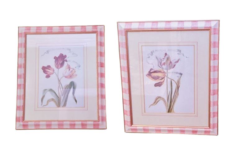 Pair Of Floral Prints In Painted Framed