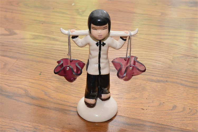 Hand Made Figure Of Asian Woman Carrying Water