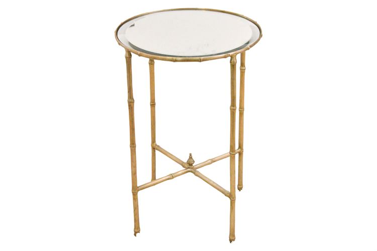 Brass Side Table With Mirrored Top