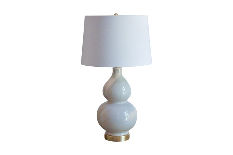 Ceramic Double Gourd Form Table Lamp With Shade