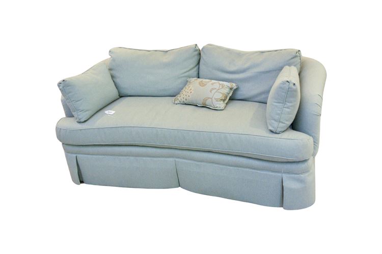 Upholstered Settee and Decorative Pillows