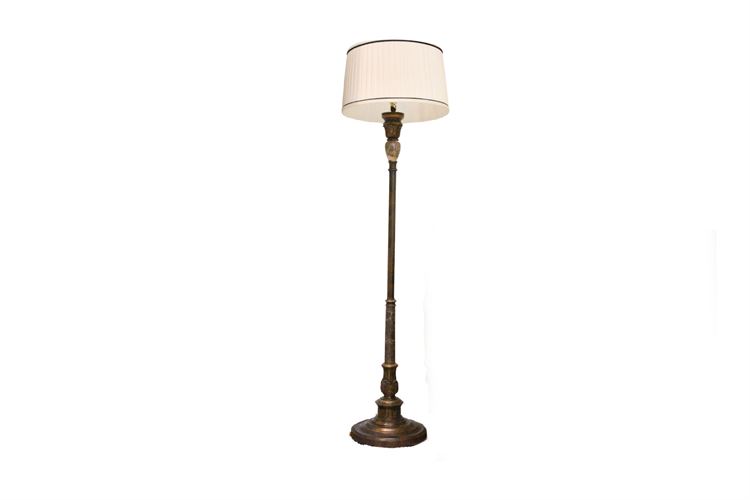 Marble and Metal Floor Lamp With Shade