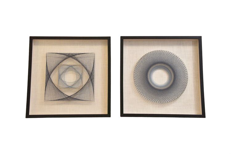 Pair Of Modern Framed String Artwork