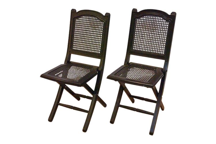 Pair Lacquered Folding Chairs