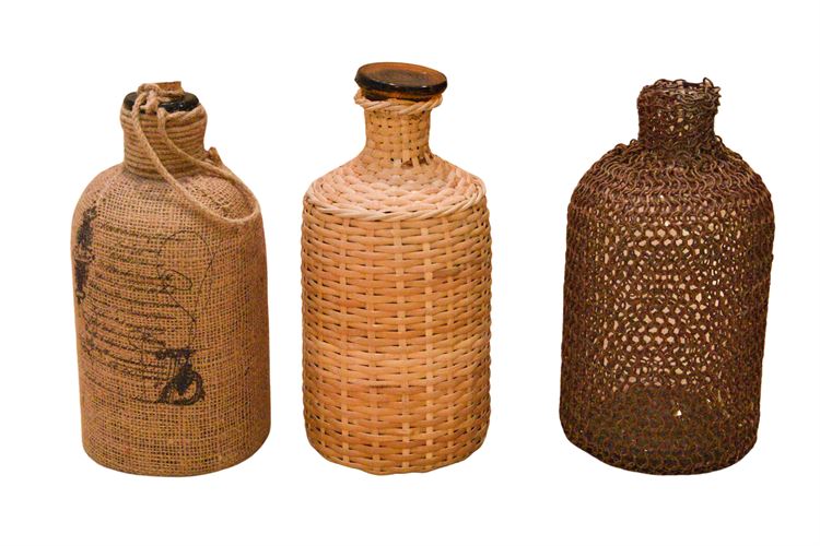 Three (3) Covered Jugs