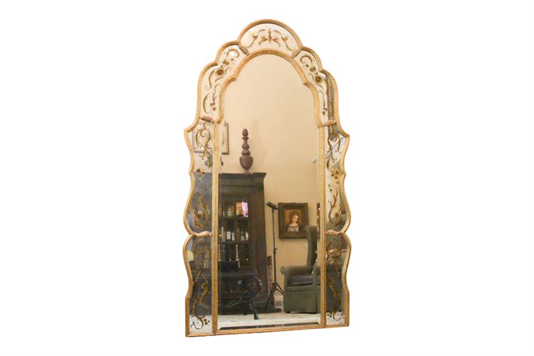 ROBB & STUCKY  Retailed Large Queen Anne Style Reverse Gilt Mirror - 90" x 47"