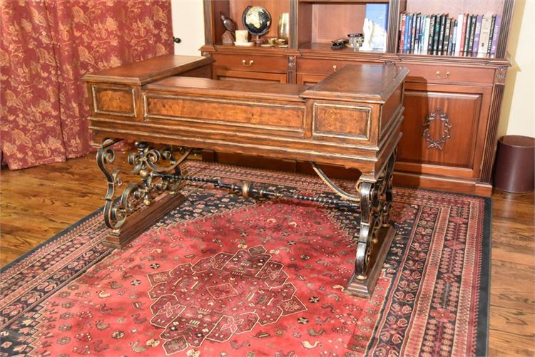 MARGE CARSON  Scrolled Wrought Iron and Wood Desk