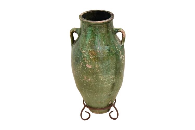Large Green Pottery Umbrella Stand