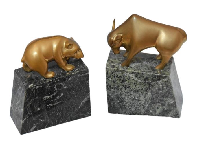 Marble and Brass Bookends