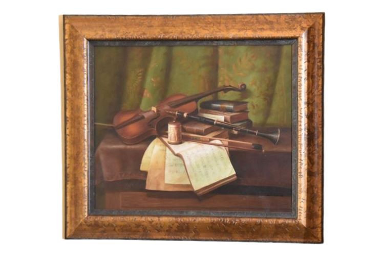 Oil On Canvas Music Themed Still Life (Retail Price $1395)