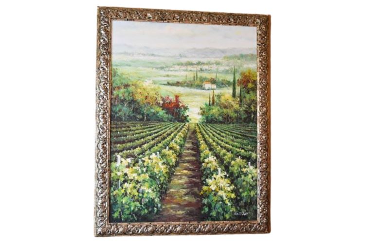 F. Colton Oil On Canvas French Vineyard (Retail Price $3695)