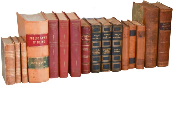 Group Lot Of Leather-bound Books