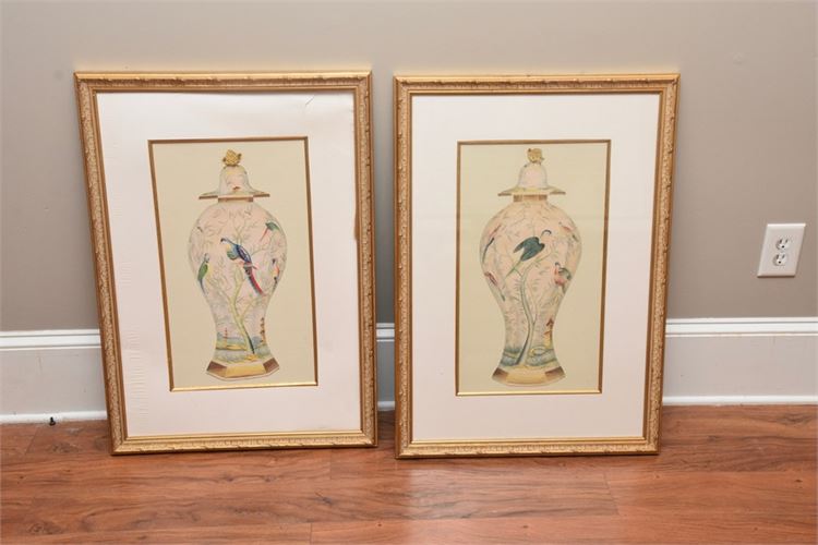 Pair Framed Prints Of Urns